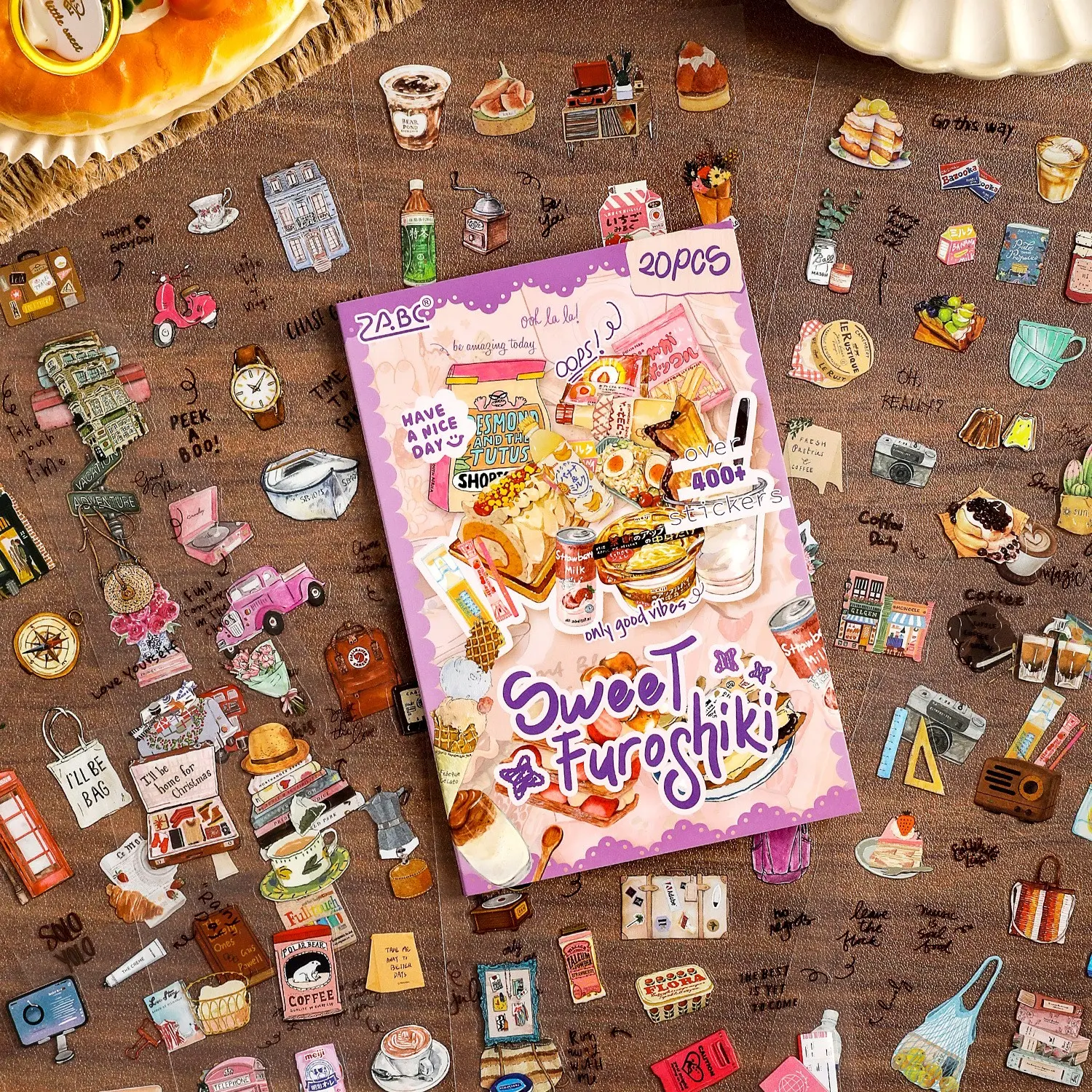20 Sheets Cultural Creative Stickers, Food Review Notebook Stickers, Cross-Border Sticker Book, Pet Material, Hand Account Supplies, Sticker Decal