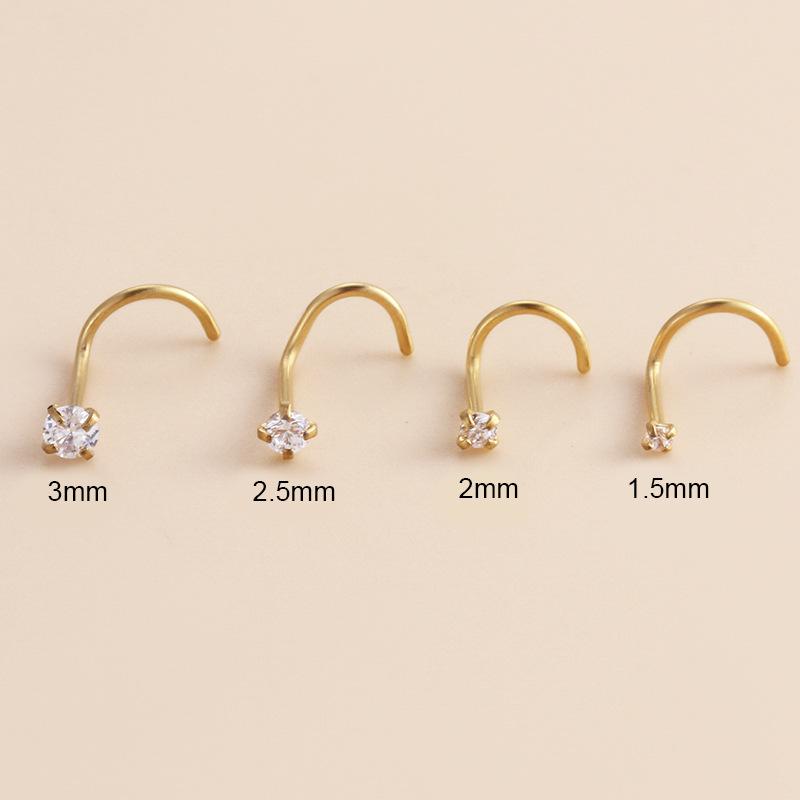 16Pcs 20G 316L Stainless Steel 4-Prong CZ Nose Ring Set, Straight/L/Screw Nose Studs, Hypoallergenic Nose Piercing Jewelry for Women Men