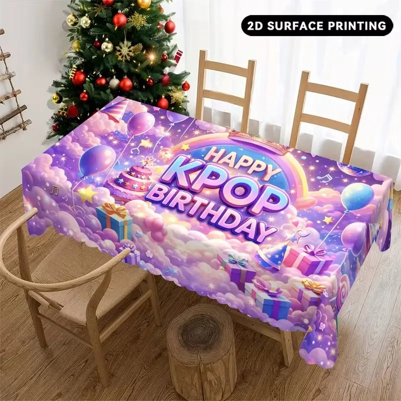 2D Flat Party Tablecloth, Dreamy Cloud Rainbow Crown Decor, Easy Care Embossed Edges, Ideal for Kitchen, Home, Birthday Parties, Outdoor Garden