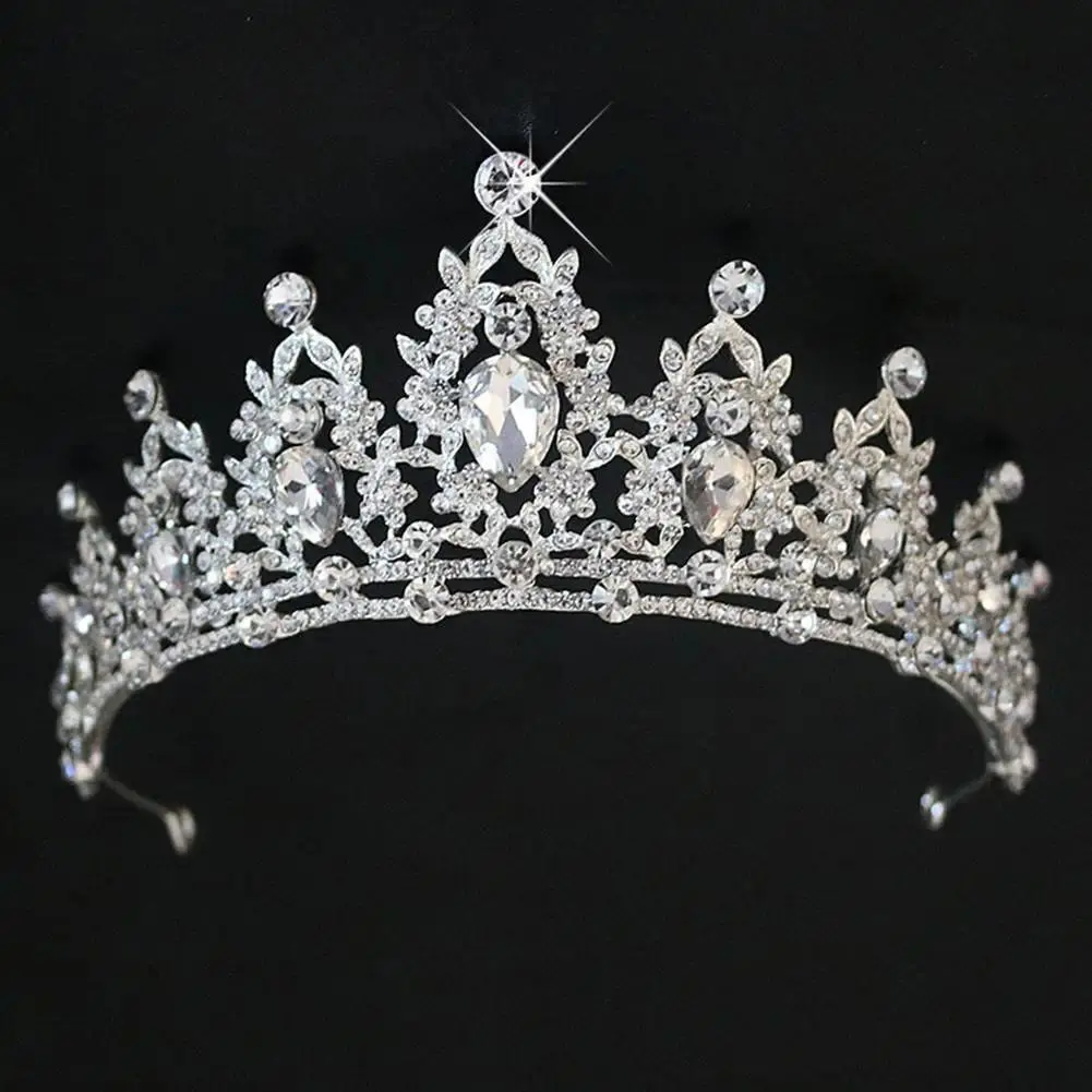 Silver Wedding Hair Crystal Bridal Tiara Crown Silver Color Diadem Veil Tiaras Wedding Hair Accessories Headpieces Head Jewelry