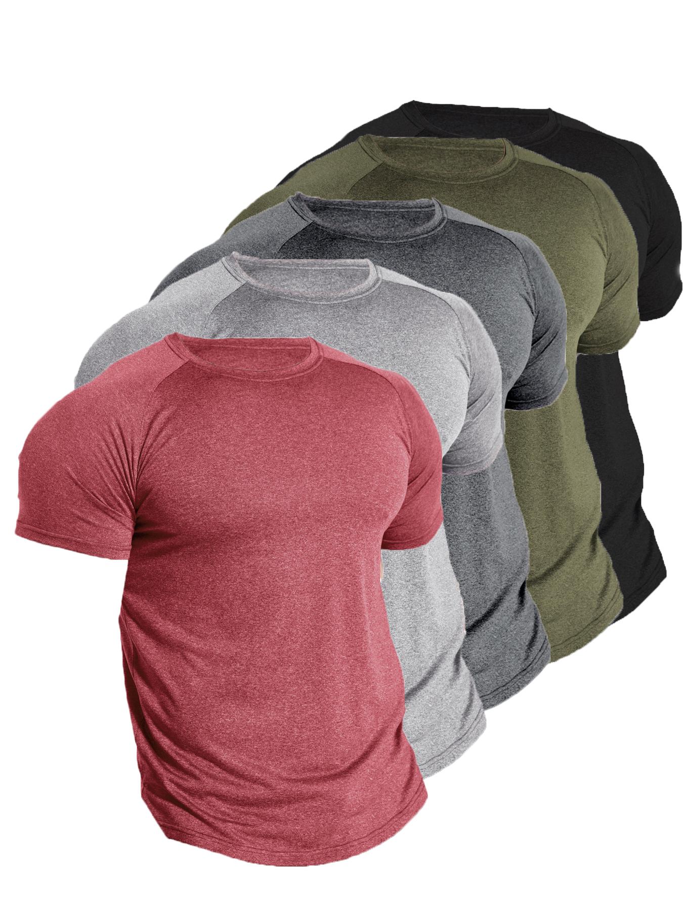 Men's Plain Round Neck Short Sleeve Sports Tee, Quick Drying Breathable Crew Neck T-shirt, Men's Sportswear for Gym Workout Running, Gym Wear