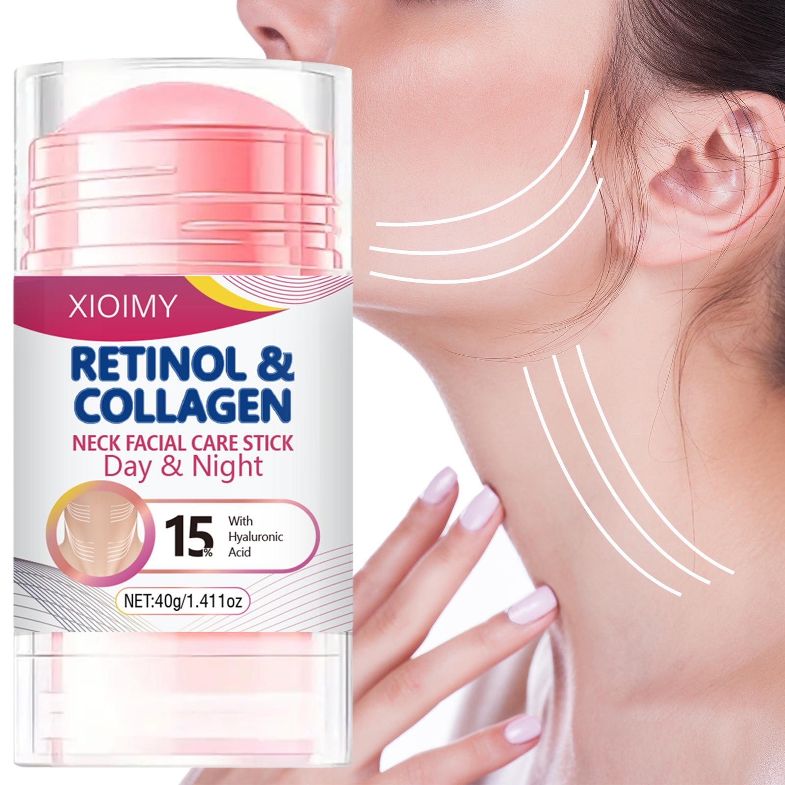 Retinol, Collagen & Hyaluronic Acid Neck Care Roller Stick, Moisturizing & Firming Neck Cream Stick, Night Neck Lifting Cream, Neck Skin Care Product for Women, Cosmetic Moisturizer