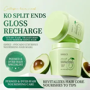 Luxury Avocado Hair Mask, Moisturizing Repair Balm for Damaged Hair, Deep Conditioning, Mirror Shine, Reduces Split Ends, 500g