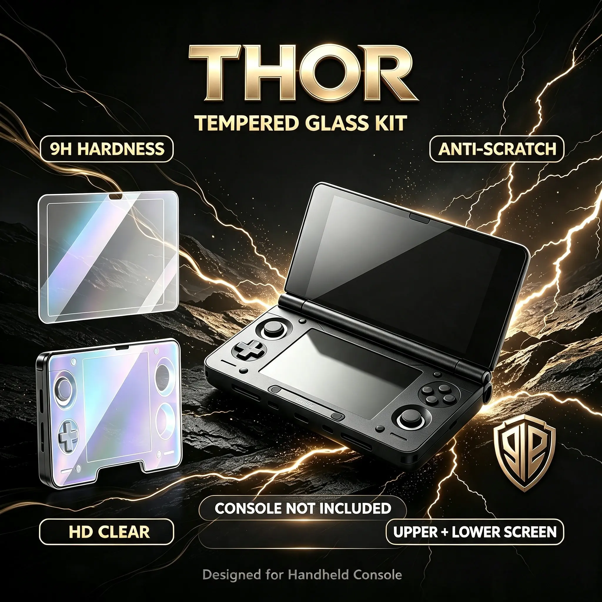 Ayn Thor Tempered Glass Screen Protector, Ultra-Thin Anti-Fingerprint, Shock-Resistant, Compatible with Retro Flip Pocket Pcs
