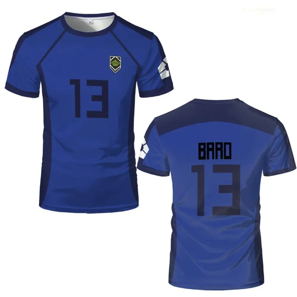 ISAGI 3D Print Sport Quick-dry Breathable Men TShirt Anime Cosplay Harajuku Football Team Loose Training Short Sleeve Summer Top