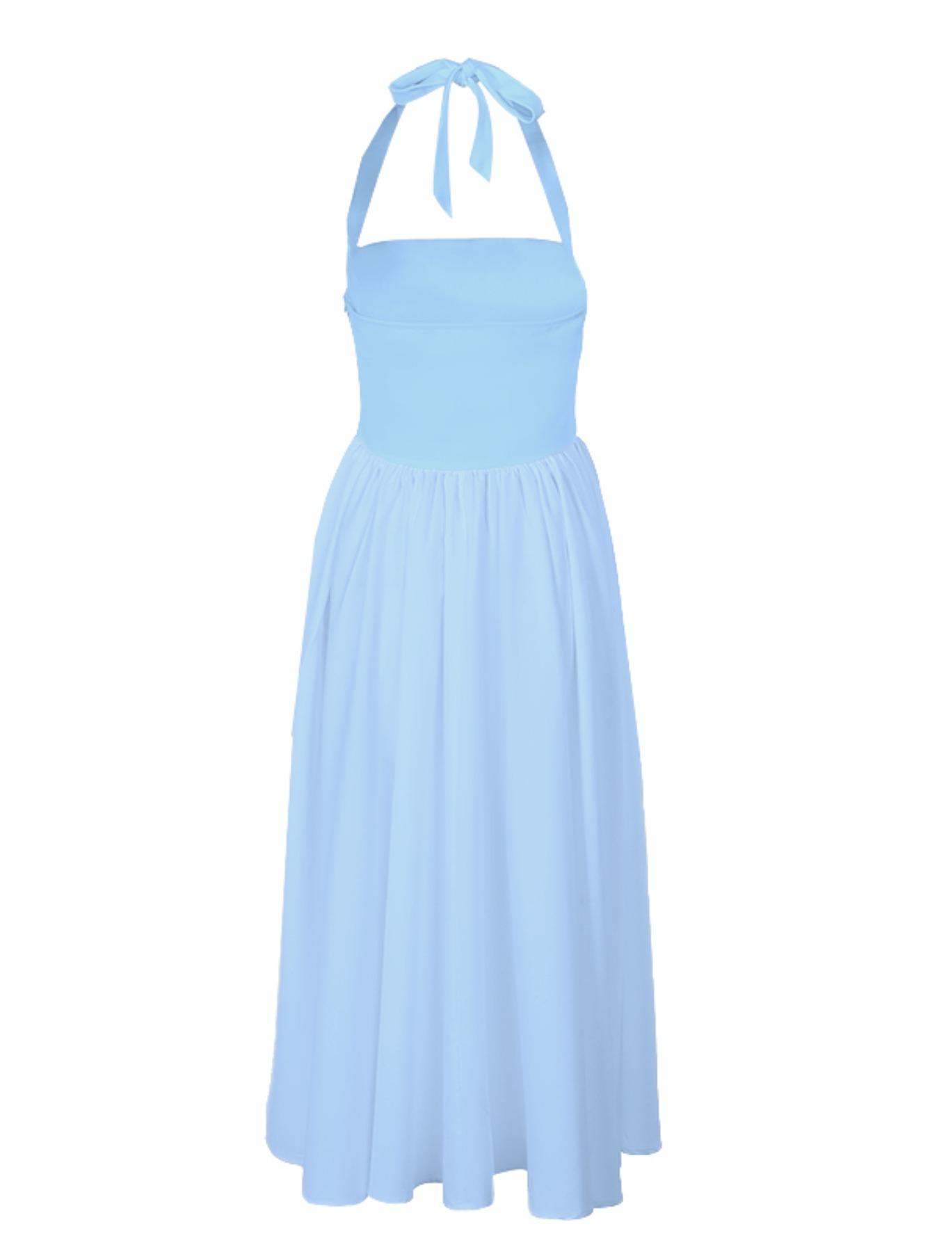 Women's Solid Color Dress, Casual Fashion A Line Dress for Formal Daily Outdoor Wear, Women Gown for Summer, Womenswear Workwear Sleeveless