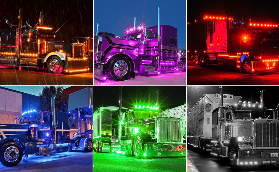 10 Pack Green DC12-24V IP68 Waterproof LED Trailer Lights Kit Front Rear LED Side Marker Clearance Indicators Light for RV Camper Truck Van Caravan Boat