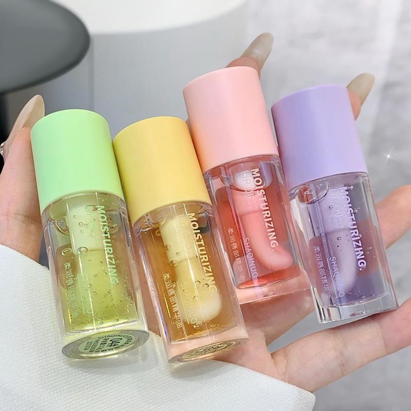 Moisturizing Lip Oil Set, 4 Counts/set Hydrating & Nourishing Lip Serum, Lip Plumper Care Product for Women & Girls Daily Use