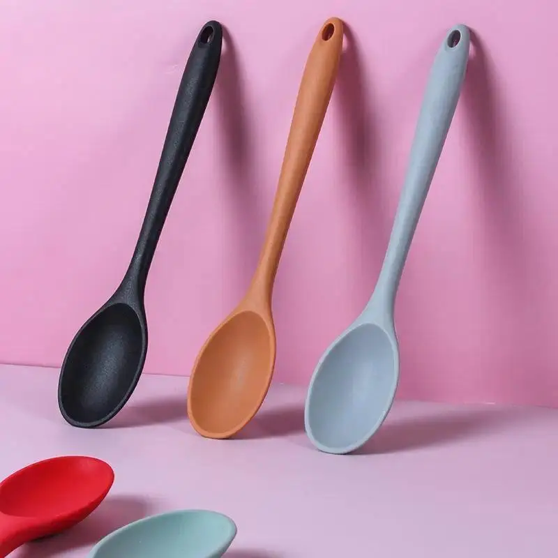Silicone World Silicone Spoon Mixing Soup Spoons Kitchen Mixing Ladle Cooking Utensils Kitchenware Tool For Stirring And Serving