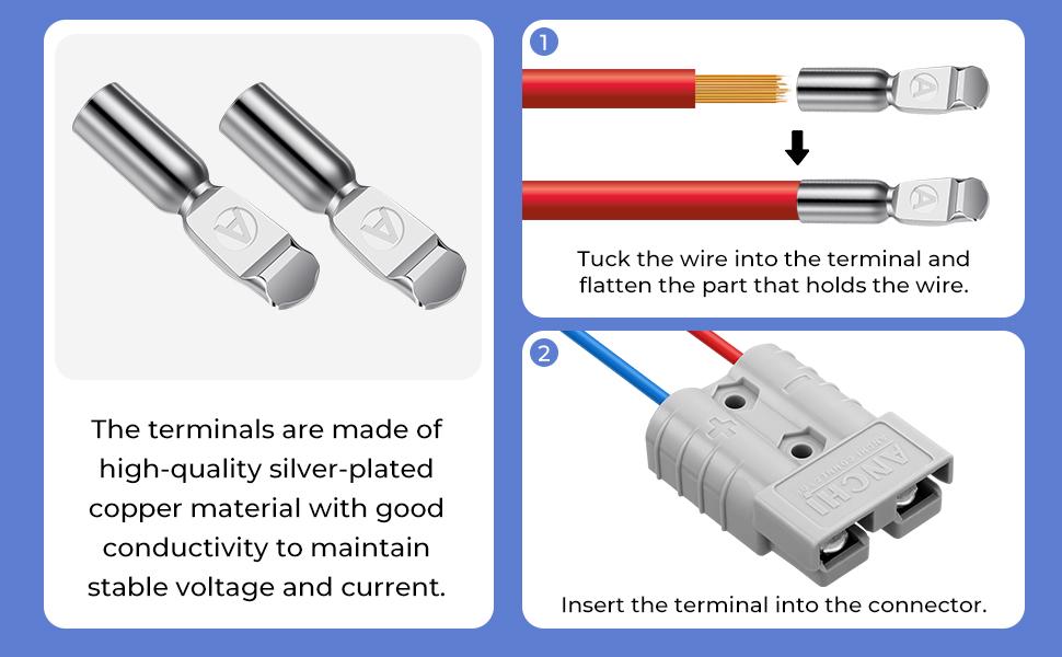 8 Pcs 10-12 Gauge Battery Quick Connector 50 Amp Battery Quick Connect Disconnect with 10/12 AWG, Wire Harness Plug Kit Cables Connect Disconnect Plug for Motor Recovery Winch Trailer Towing Systems
