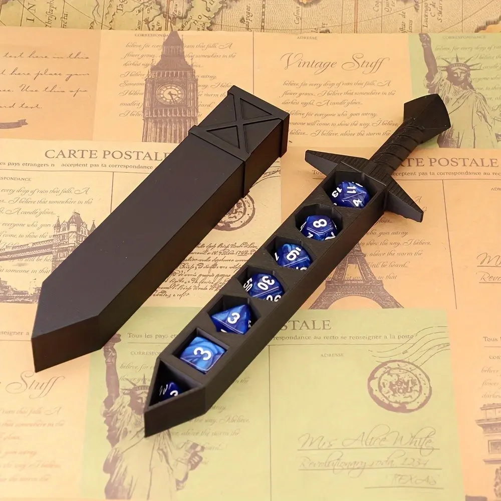 1 Sets Dice Sword Set | Assorted Colors + Fits 22mm Dice | Unique Blade Shape for D&D & RPGs | Eye-Catching Display for Gamers & Collectors | Collect All Colors!