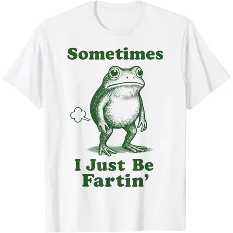 Men's Classic 100% Cotton Short-Sleeve Graphic Tee - Vibrant Funny Frog Animal Print, Breathable Casual Round Neck Top with Peel-Safe Advanced Printing, Everyday Wear & Weekend Brunch Streetwear