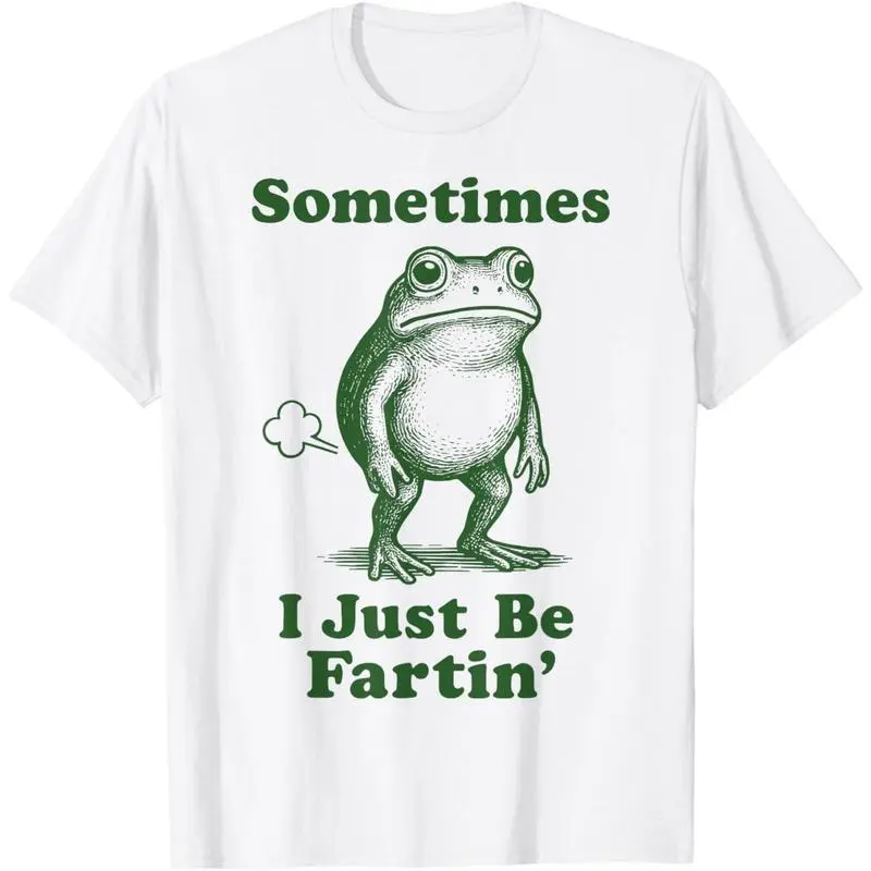 Men's Classic 100% Cotton Short-Sleeve Graphic Tee - Vibrant Funny Frog Animal Print, Breathable Casual Round Neck Top with Peel-Safe Advanced Printing, Everyday Wear & Weekend Brunch Streetwear