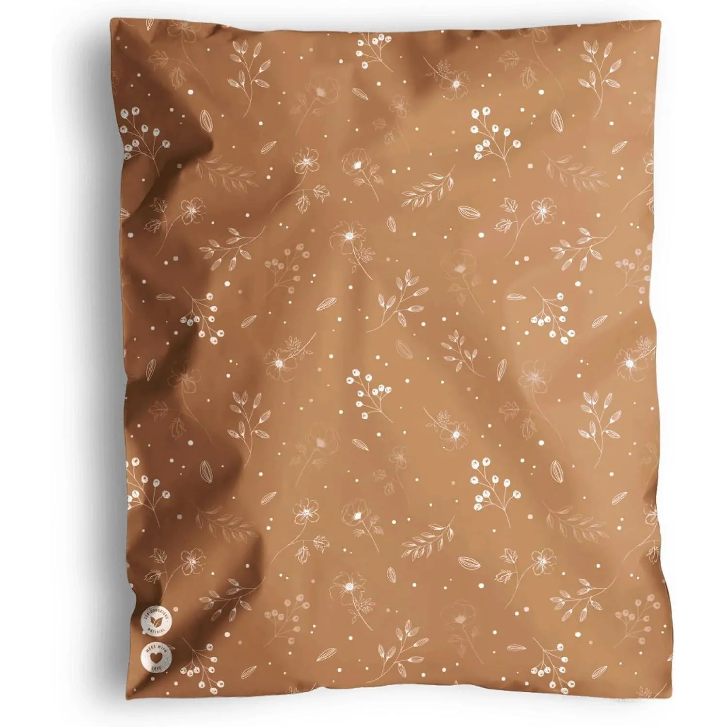 Poly Mailers 14.5x19-25 Pack Biodegradable Shipping Bags for Clothes and Large Items - Self-Seal Waterproof Thick Mailing Envelope for Accessories & Clothing - Floral Chestnut