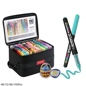 Acrylic Markers Pro Set,Ink  Upgrade Color overlay ability,Intelligent ink system,Soft Tip 1-5mm,for painting on a wide range of materials For Glass, Ceramics, Plastics, Wood, Stone, Fabric,Black paper, etc