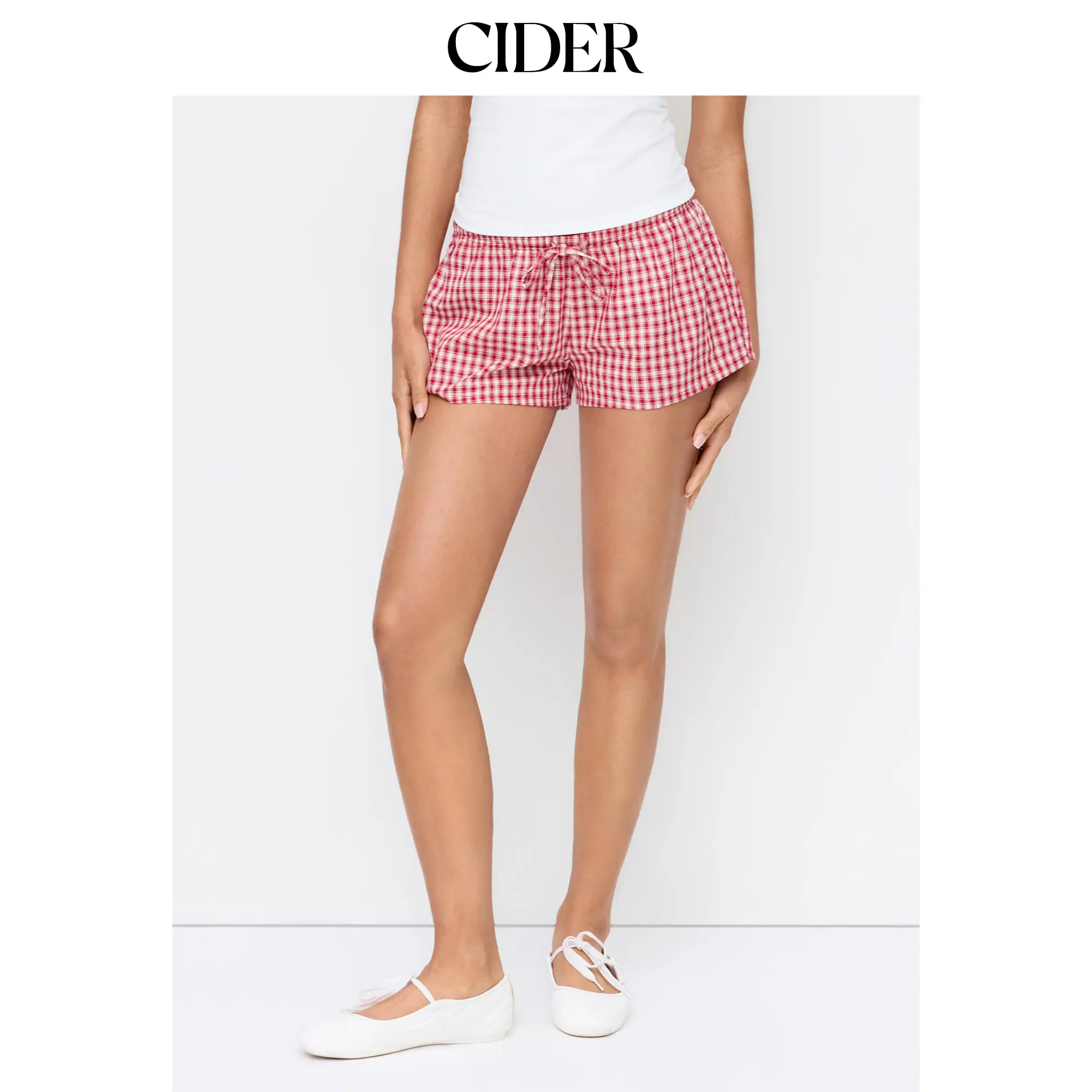 Cider Low Rise Gingham Twist Knot Shorts Cider Low Rise Gingham Twist Knot Shorts