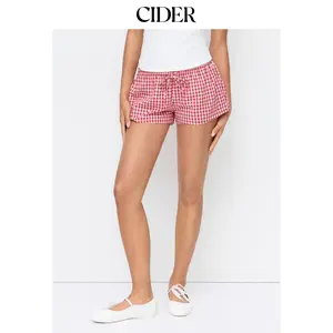 Cider Low Rise Gingham Twist Knot Shorts
