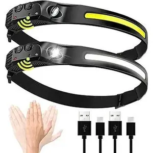 Rechargeable LED Headlamp, 230° COB High Lumen Waterproof USB-C Headlamp, Perfect for Work, Construction & Hiking, Bright Flashlight for Men