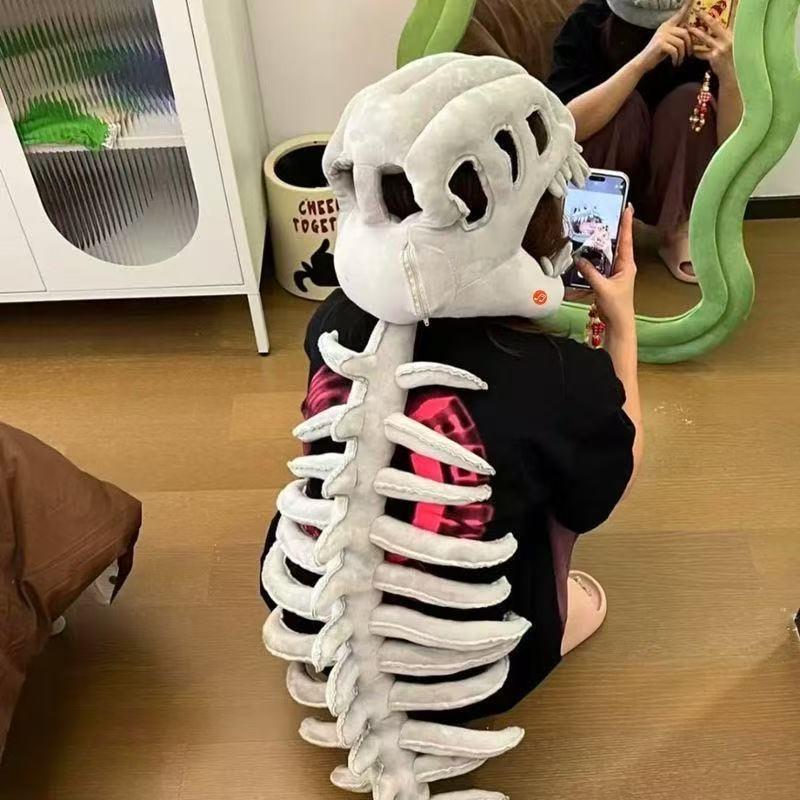 New dinosaur skeleton funny hood hat children's plush toys boys doll funny skeleton cross-border