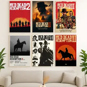 Western Cowboy Video Game Poster |   Adventure Canvas Wall Art for Bedroom, Living Room & Game Room