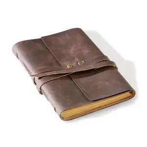 Leather Journal 5"x 7" Genuine Leather Notebook Journal for Men Women - 200 Line Pages Vintage Leather Bound Journal for Diary Travelling (Dark Brown)