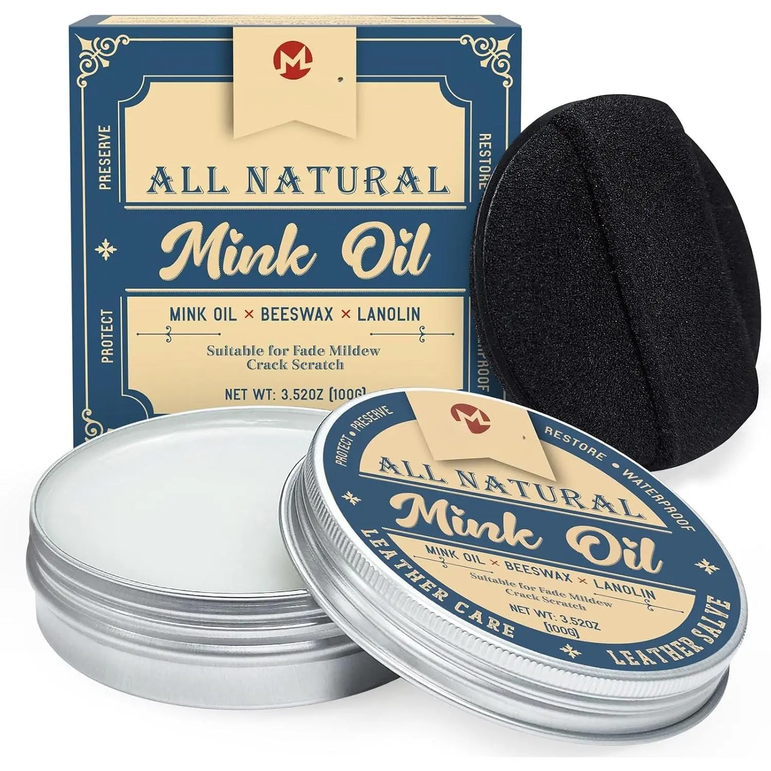 Oil,  Oil for Leather Boots, - Leather Conditioner with Sponge, Restore Shoes, Jackets, Hats, Baseball Gloves, Saddles and Harnesses, 3.52oz
