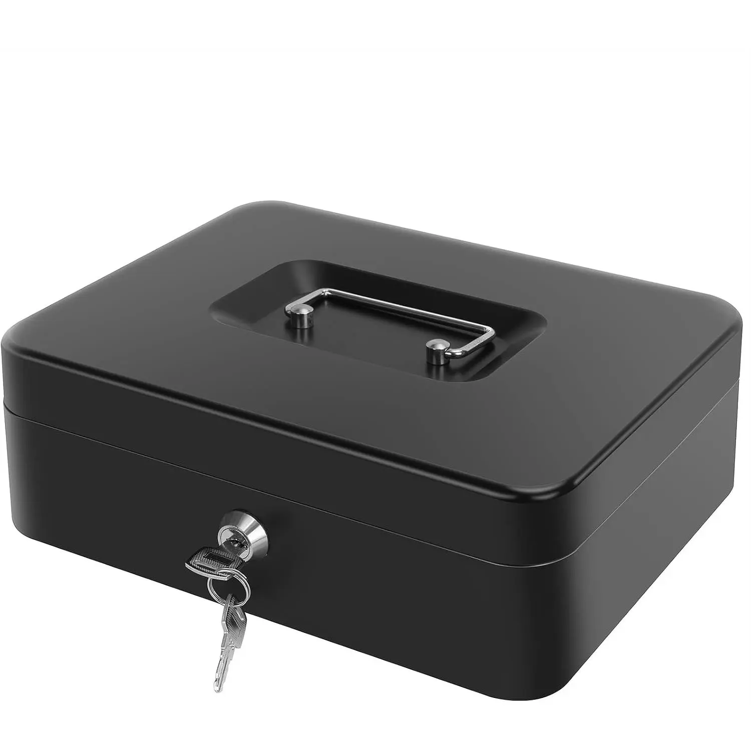 Box with  Tray - Large  Box with Lock, Metal Safe Box for  9.84" x 7.87" x 3.54" Black