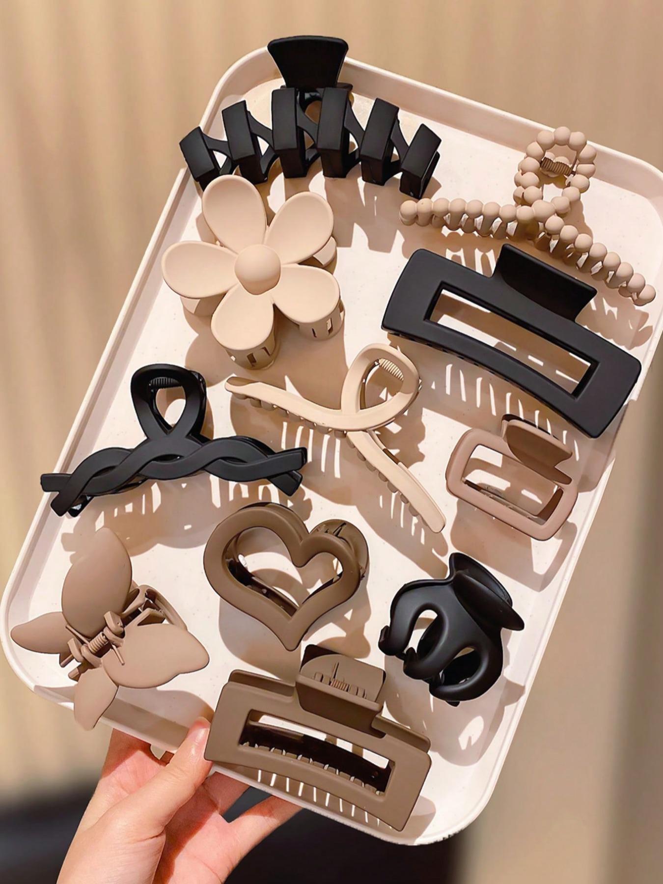 Matte Hair Claws Set, Butterfly & Flower & Heart Design Hair Claw, Casual Versatile Hair Accessories for Women, Flat Claw Clips