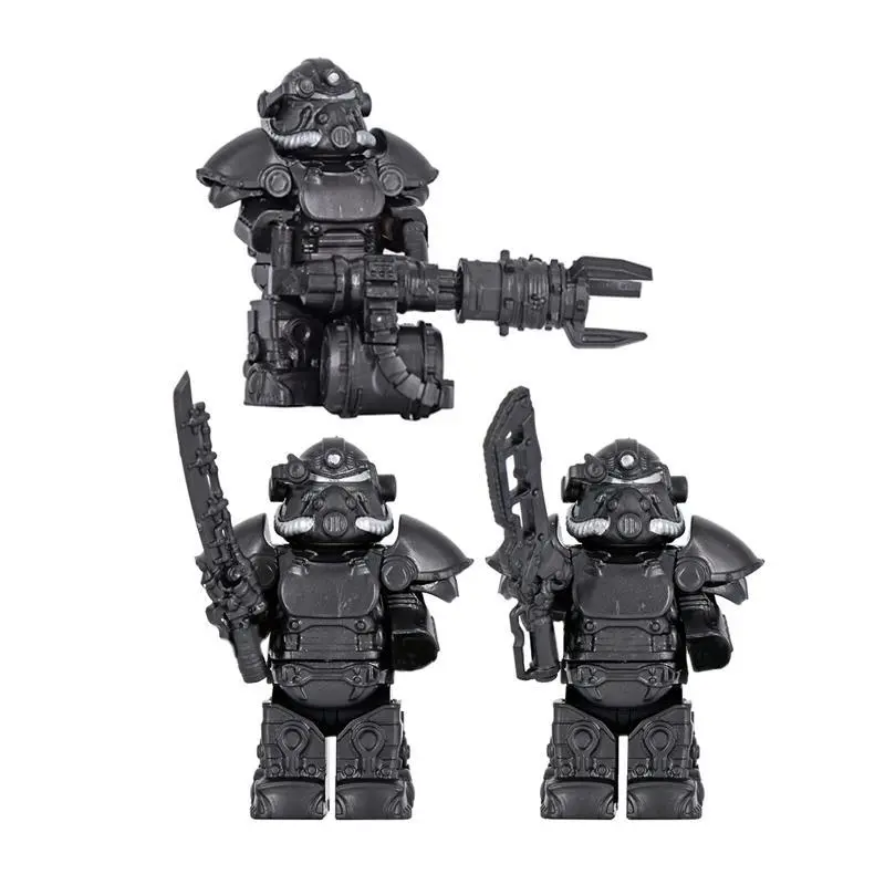MOC Military T51 Armor Soldiers Mini Anime Action fallouts Figures Weapons Robot Kinghts Building Blocks Bricks DIY Toys  gifts