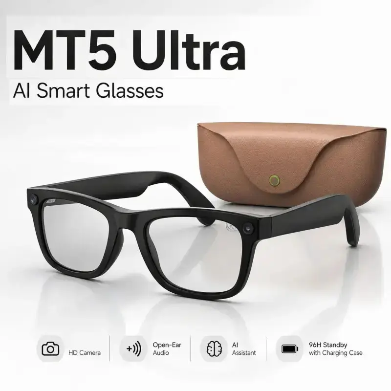 Mt5 Ultra Smart Audio Glasses, 8mp 1080P Recording, Bluetooth-compatible Call, Ai Real-Time Translation, Business Office Smart Glasses