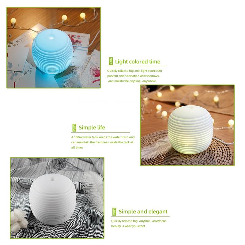 Mini humidifier, lantern aromatherapy diffuser humidifier, compact and portable, 7-color LED night light, quiet fog for office, yoga, car, bedroom and home decoration