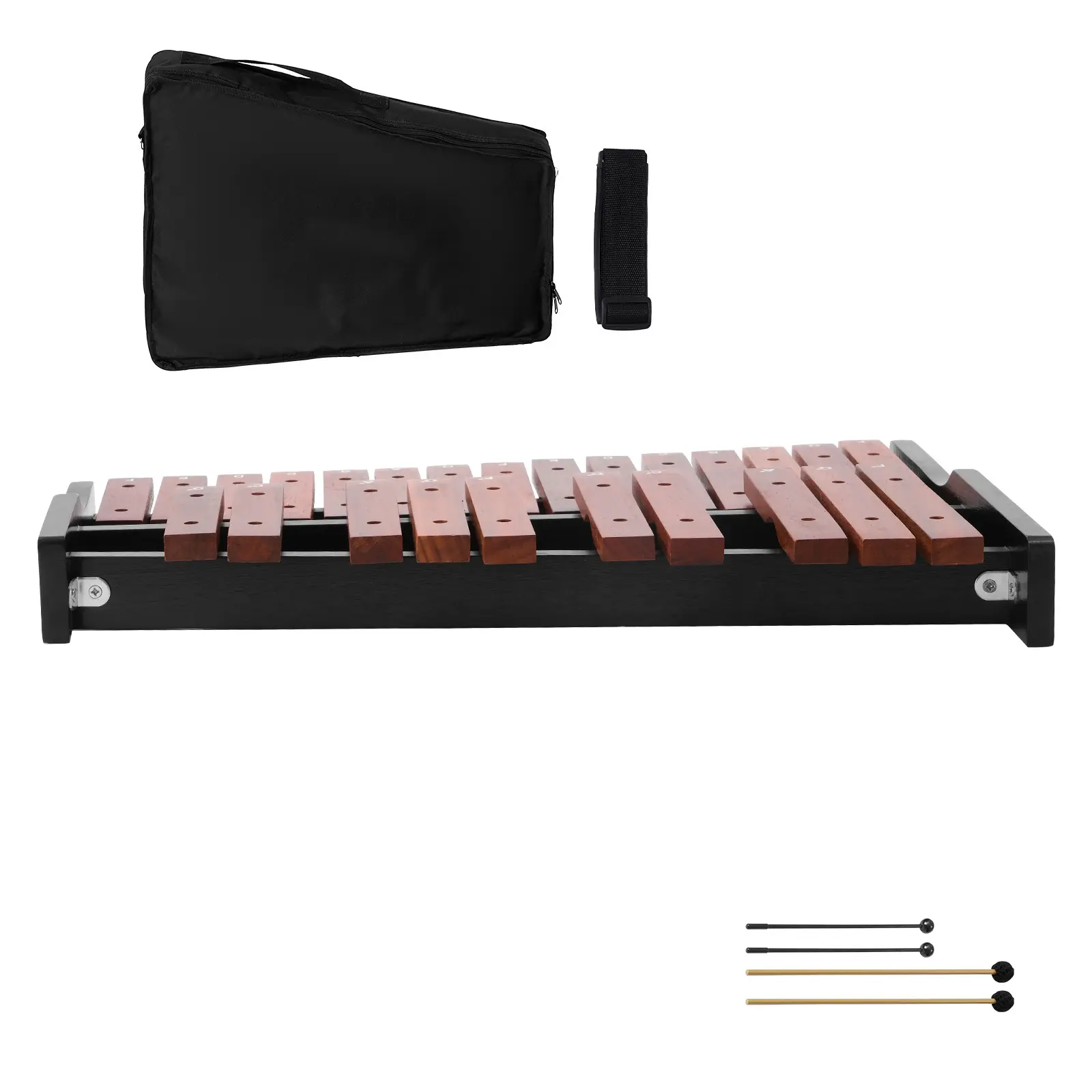 Glockenspiel Xylophone, Carrying Bag, 25 Notes Wide Range, 4 Mallets Included