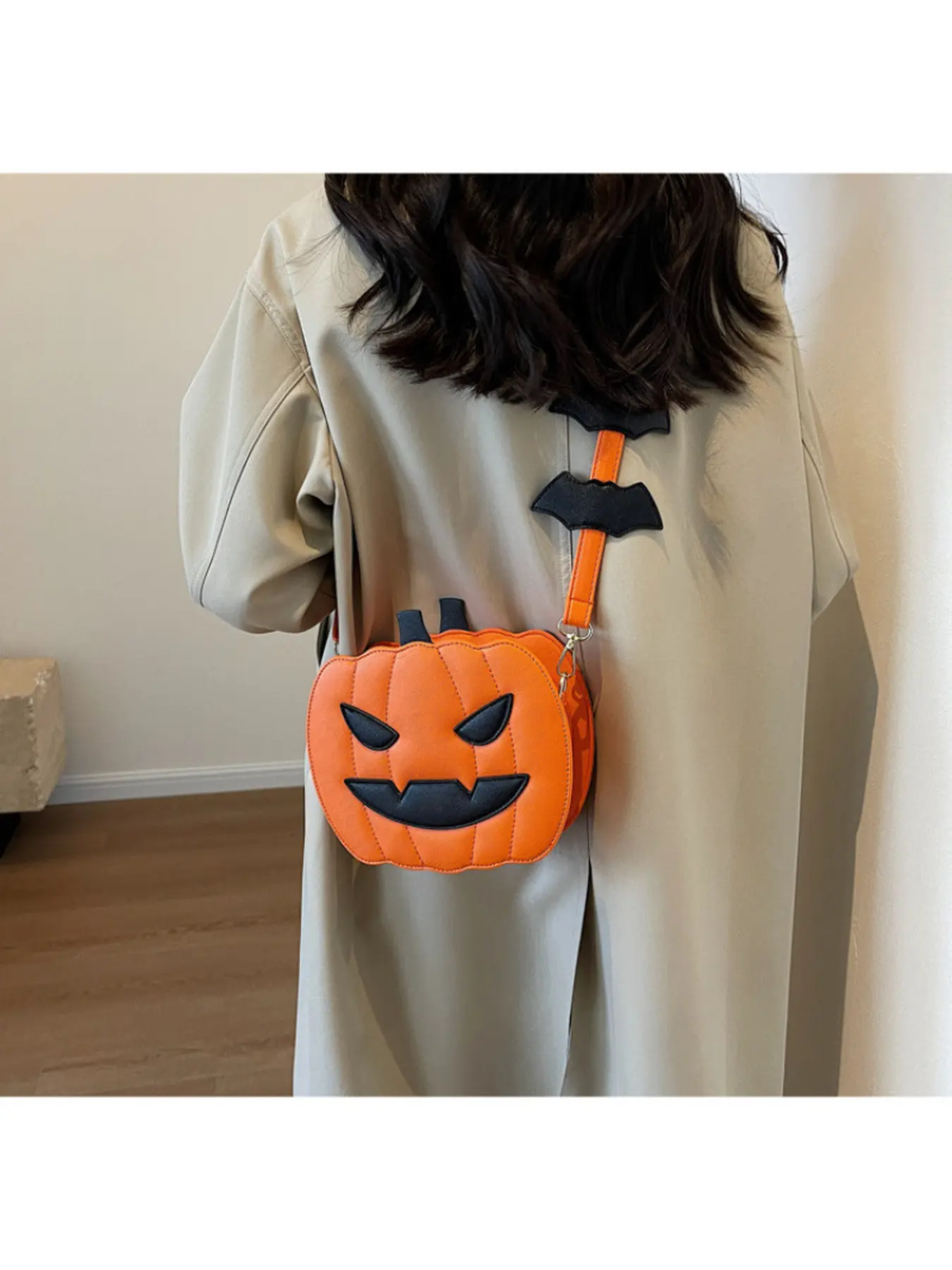 Halloween Themed Novelty Pumpkin Women's Crossbody Bags Stylish Contrast Color Design Creative Cartoon Pattern Shoulder Bags Casual Daily Commute Tote Purses