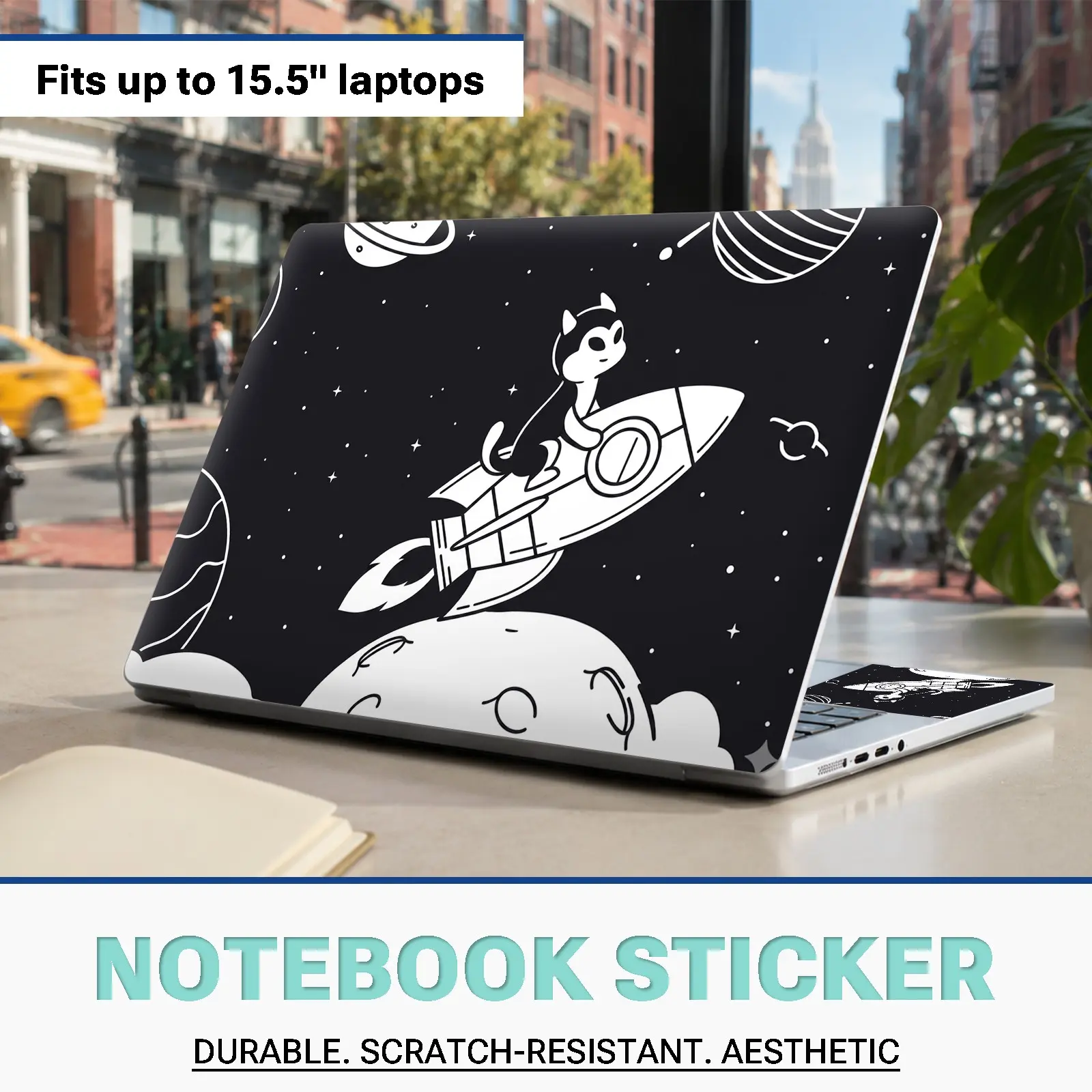 Viral Space Astronaut Laptop Skin Stickers! 3Pcs Removable No Residue PVC Decals for 15.5" Laptops, Anti-Scratch Notebook Cover Kit