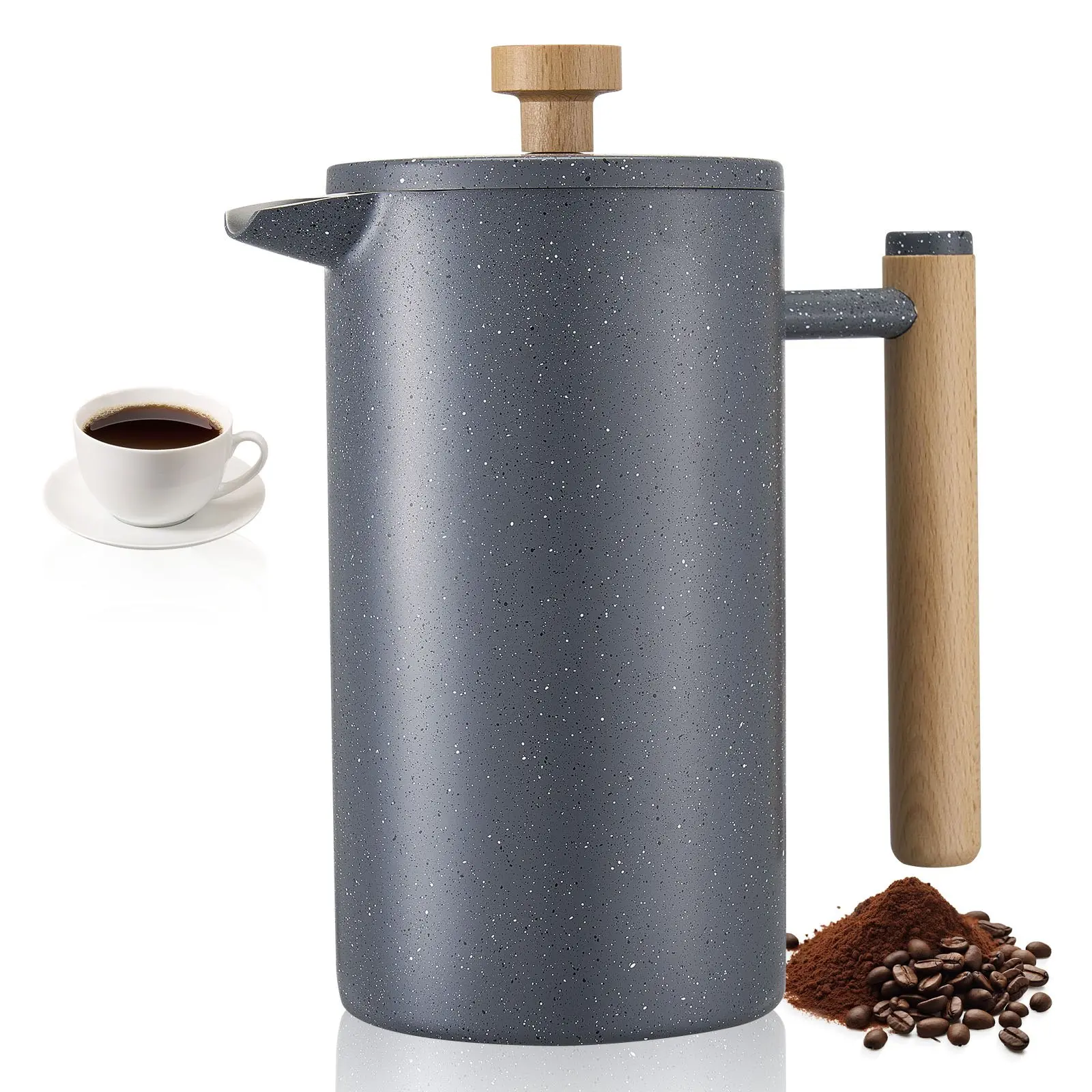【DealsForYouDays】VEVOR French Press Coffee Maker, 34 Ounce 1 Liter Stainless Steel Coffee Press Tea Maker with Filter, Large Double Wall Insulated French Presses Cold Brew for Camping Travel Home Kitchen, Black