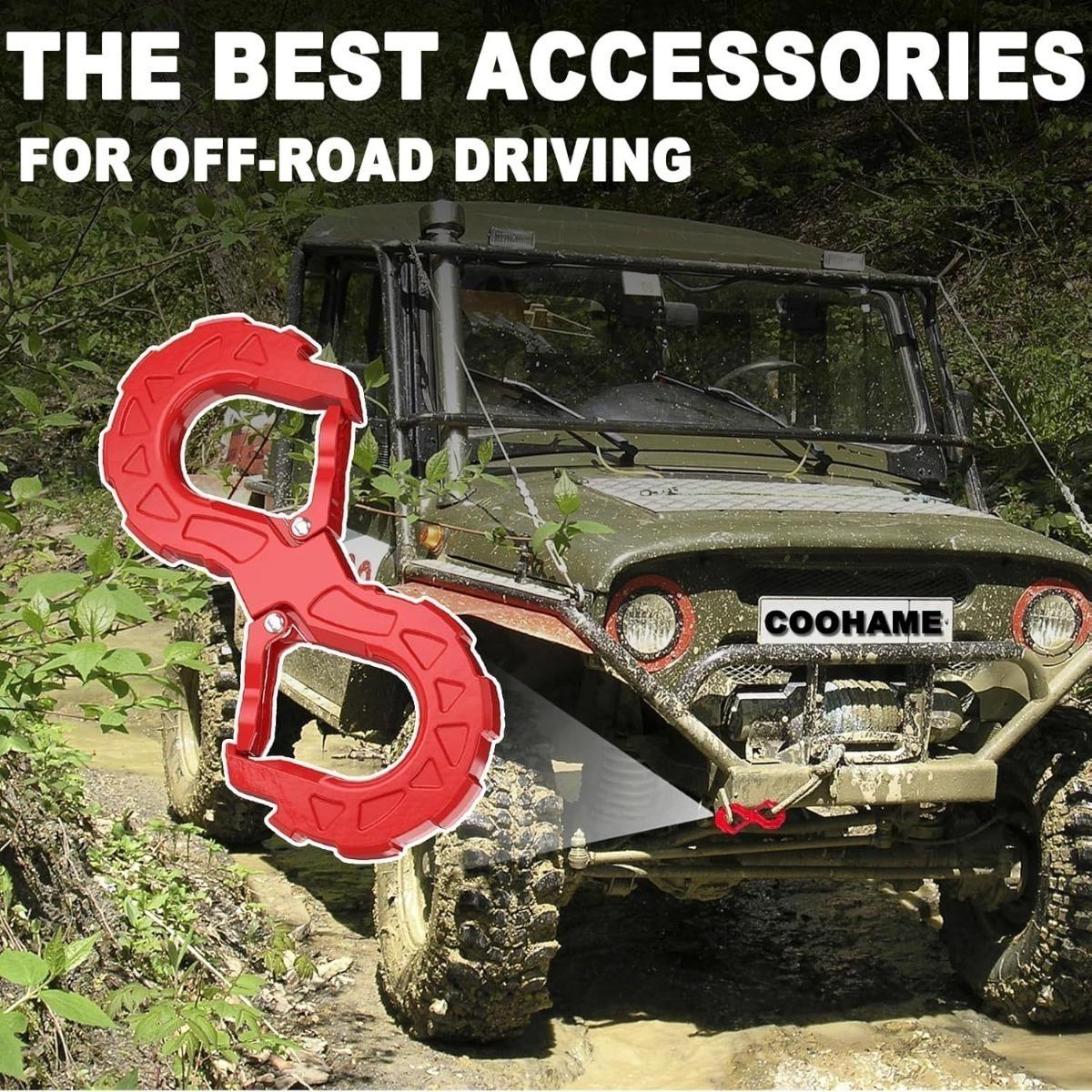 Heavy-Duty Forged S-Type Winch Hook, Dual Recovery Shackle with Anti-Slip Lock, 4x4 Off-Road Towing Hook for Truck/SUV/Jeep