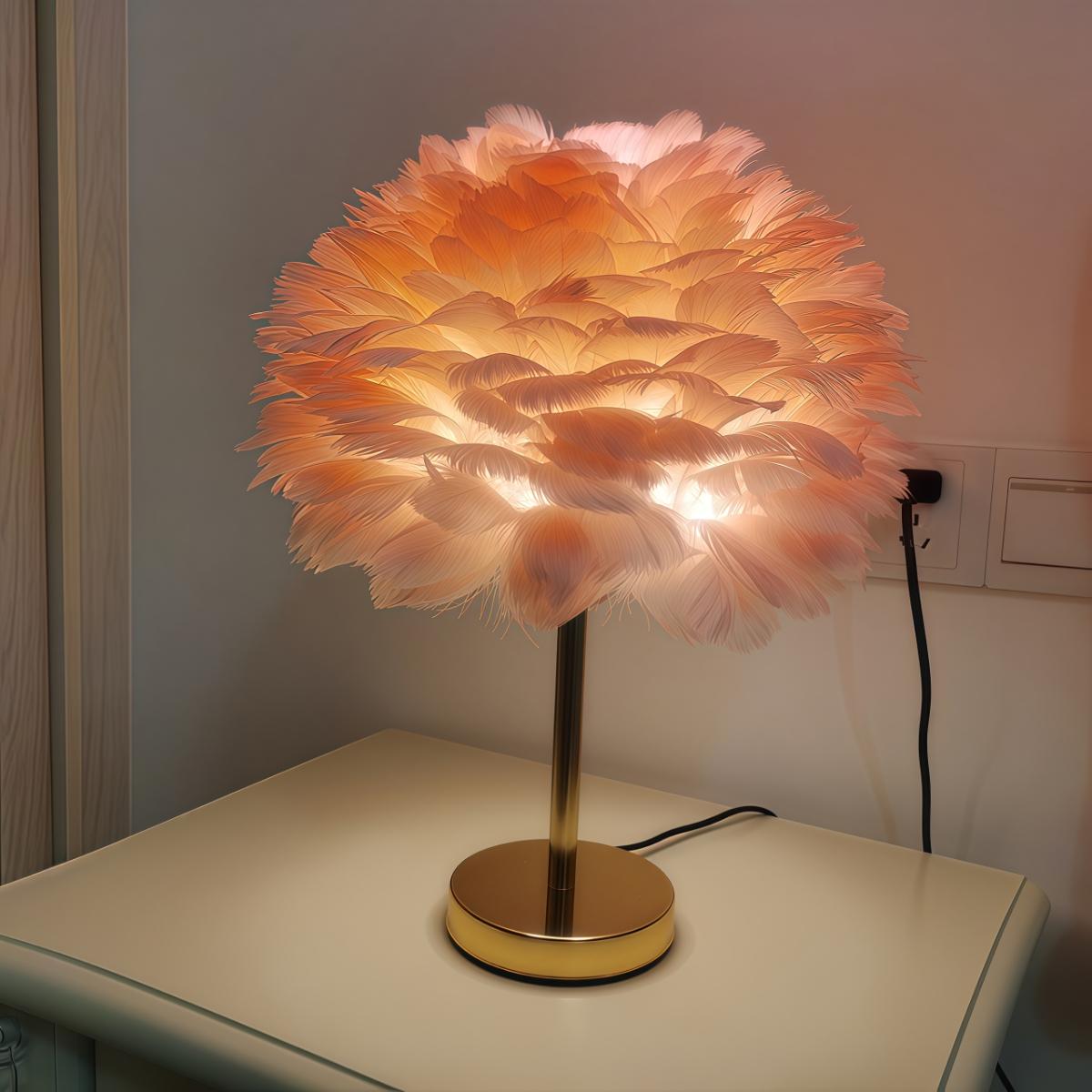 Dimmable Feather Table Lamp, Touch Control + Remote, USB Powered LED Night Light, Elegant Desk Decor for Bedroom/Living Room Dimmable Feather Table Lamp, Touch Control + Remote, USB Powered LED Night Light, Elegant Desk Decor for Bedroom/Living Room