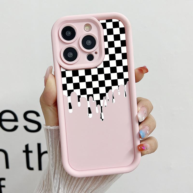 Checkered Pattern Phone Case, Soft Silicone, Fully Protected and Shockproof For iPhone 17 16 15 14 13 12 11 Pro Max Plus Air XSMAX Mini 16E 17E Protection
