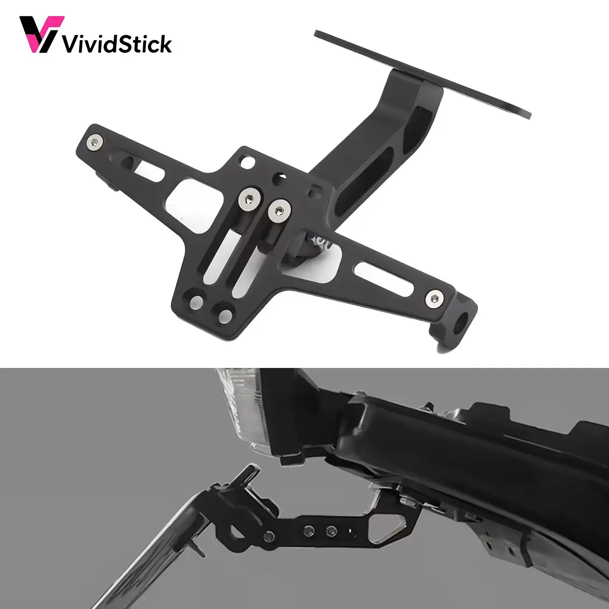 Adjustable Motorcycle License Plate Bracket, Short Tail License Plate Mount, Universal Rear Upgrade Kit, Street Bike Racing Car Accessory