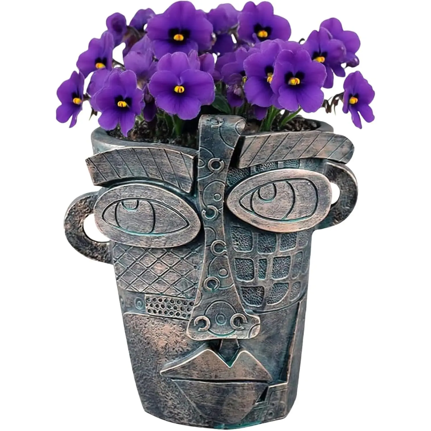 Picasso Abstract  Flower Pot,  Crafted Planter with Drainage Holes,Interesting Colorful Planter with Human ,for Indoor and Outdoor Botanical  décor (Bronze)
