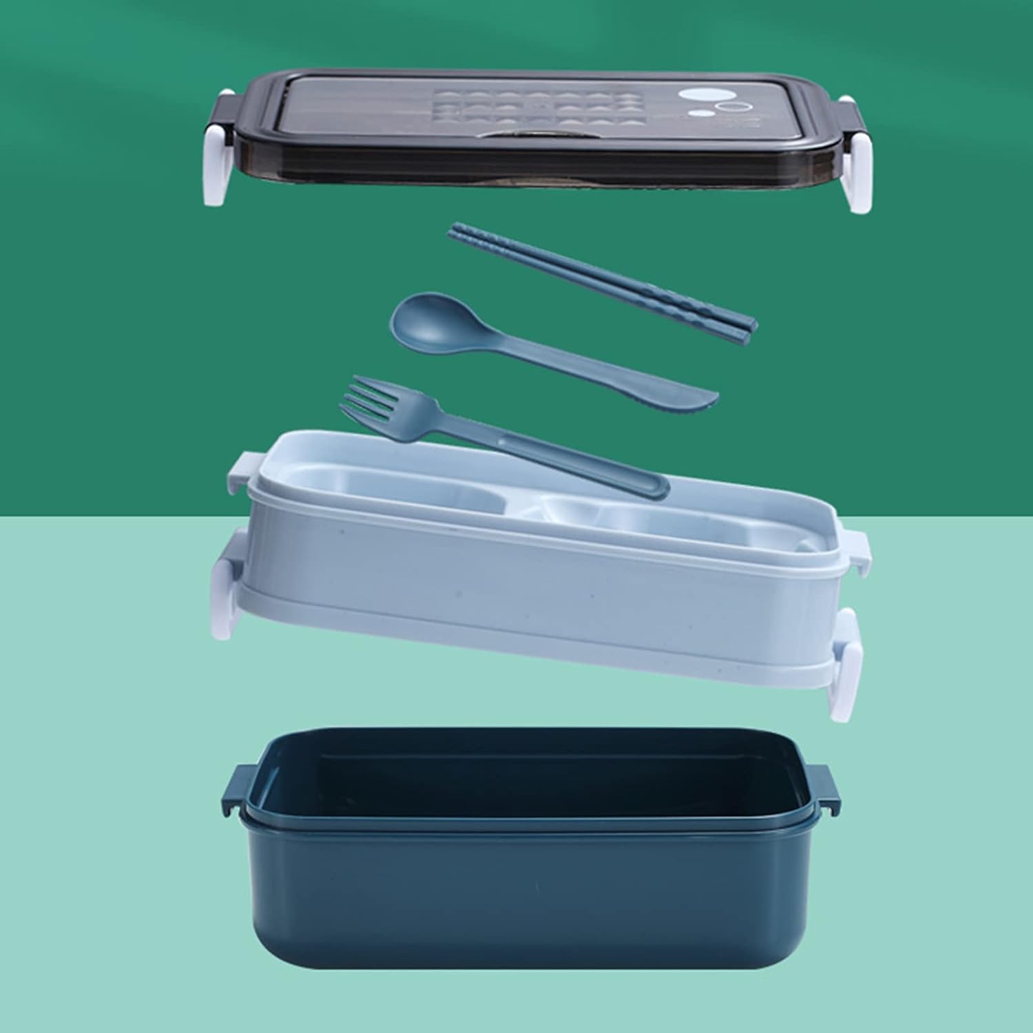 Portable Personal Lunch Box with Cutlery, Large Capacity Double Layer Insulated Lunch Box, Insulated Lunchbox Cooler, Household Kitchen Supplies for School, Office, Picnic, Traveling, Teenagers and Workers, Meal Prep Containers