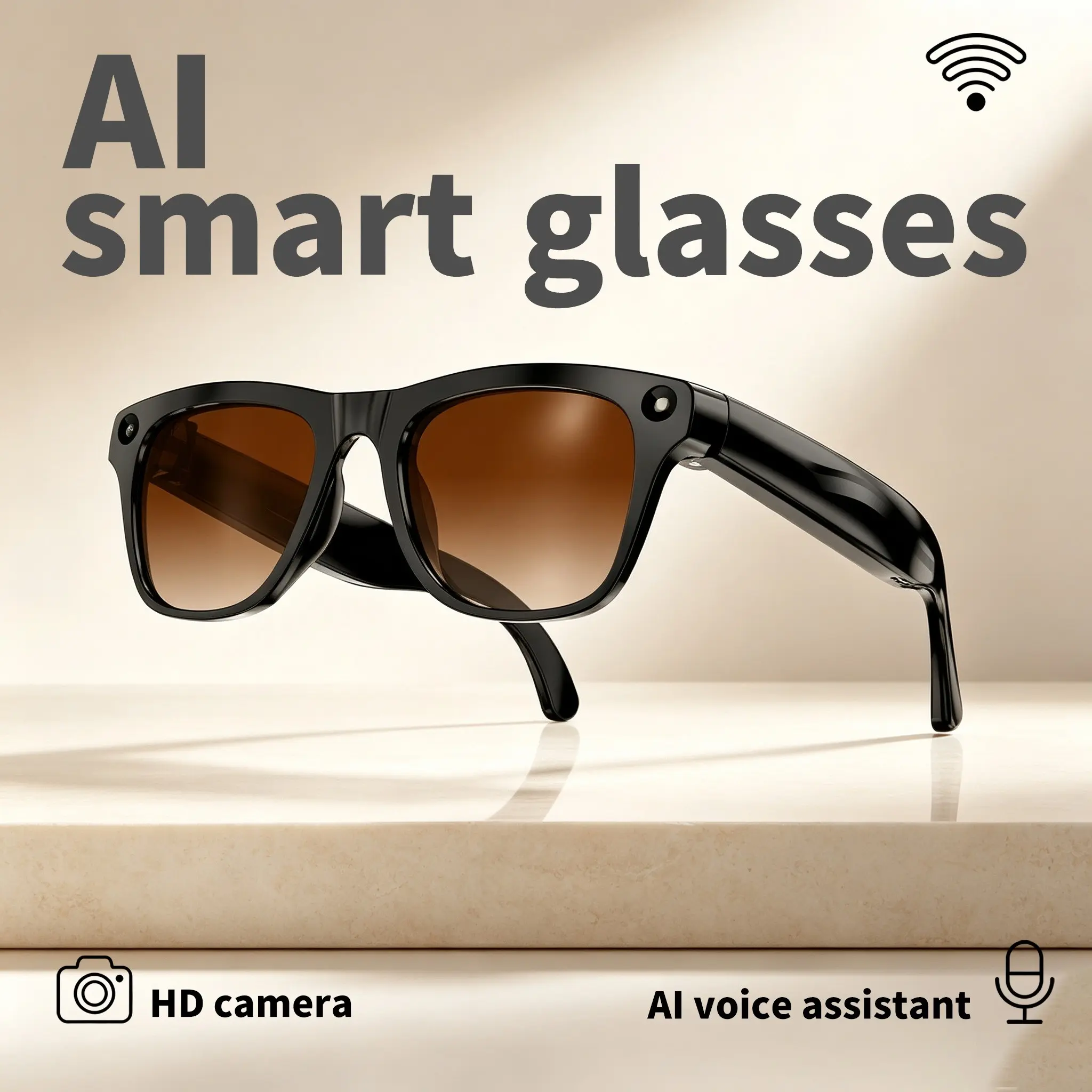 3-In-1 Ai Smart Glasses, 8mp HD Photos, 1080P Video Recording, Real-Time Translation, Bluetooth-compatible Music Player, Object Recognition, Outdoor Travel