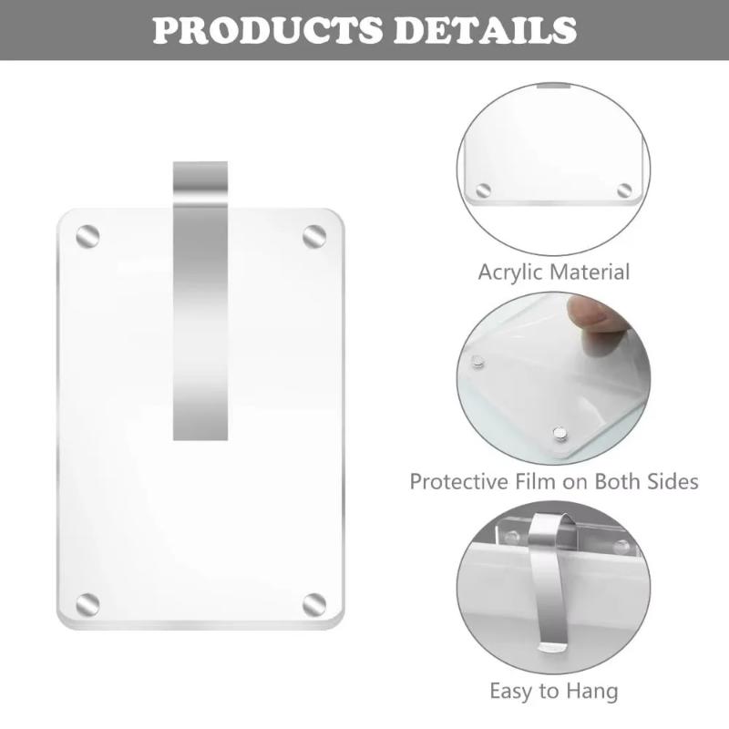 Acrylic Car Photo Clip Clear Frame Clip Horizontal Vertical Sun Visor Photo Holder For Photo Display and Car Interior Decoration