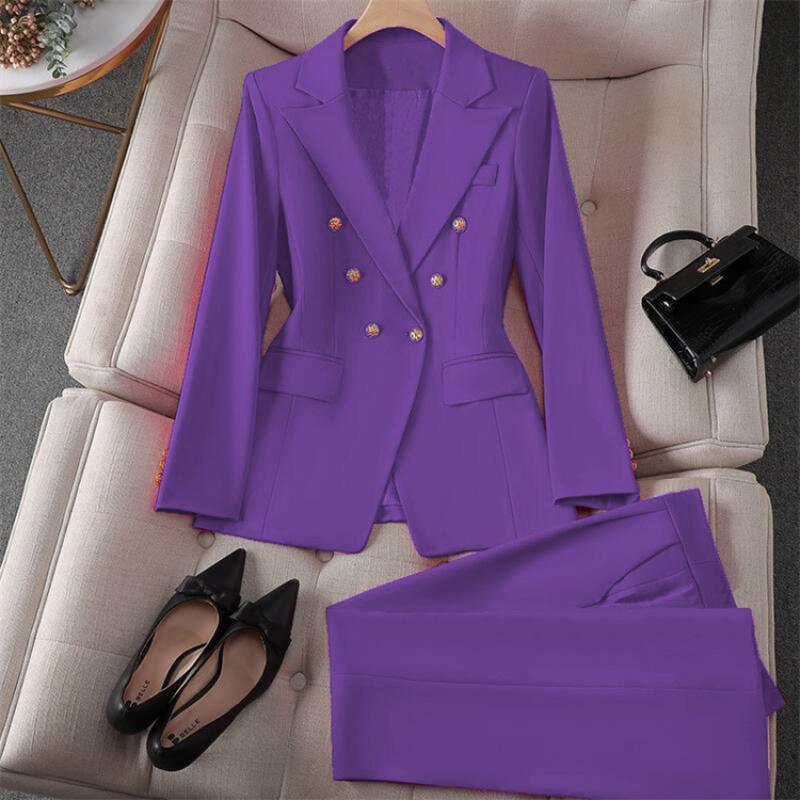 Vintage Blazer Slim Fit Fashion 2025 Women Korean Style Casual Design Sense Top and Trousers Set233