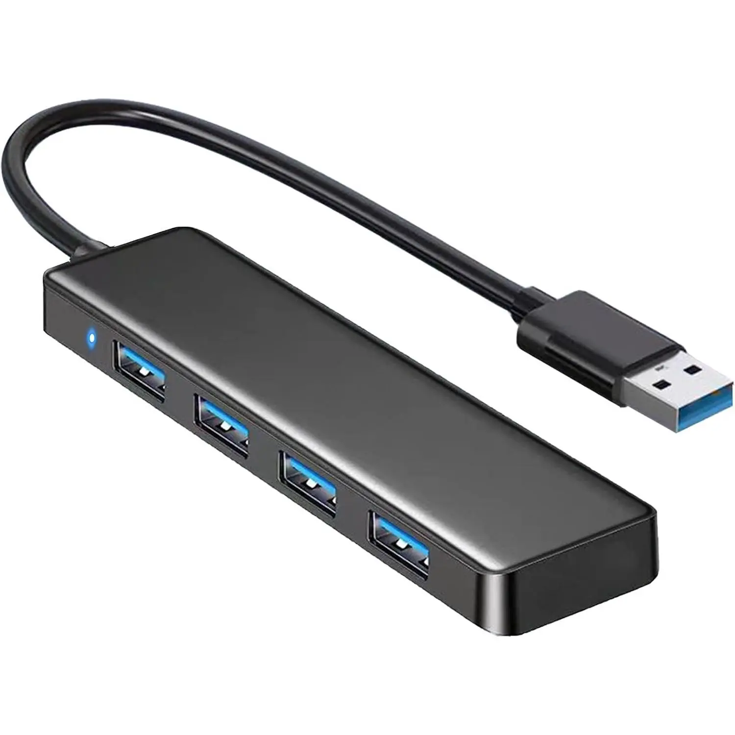 Ultra Slim 4-Port USB Hub - 1-in-4 Out USB Splitter for Expanding Ports, Fast Transfer, Laptop Users (Compatible with Mouse/Keyboard)