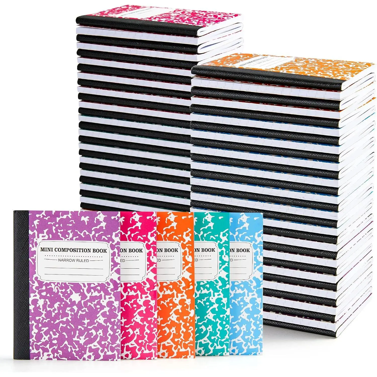 70 Pack Mini Composition Notebook Bulk, Cute Pocket Composition Note Pad, Small Journal Notebooks for Students College School Supplies, 4.5" X 3.25", Narrow Ruled, 5 Pastel Marble Covers