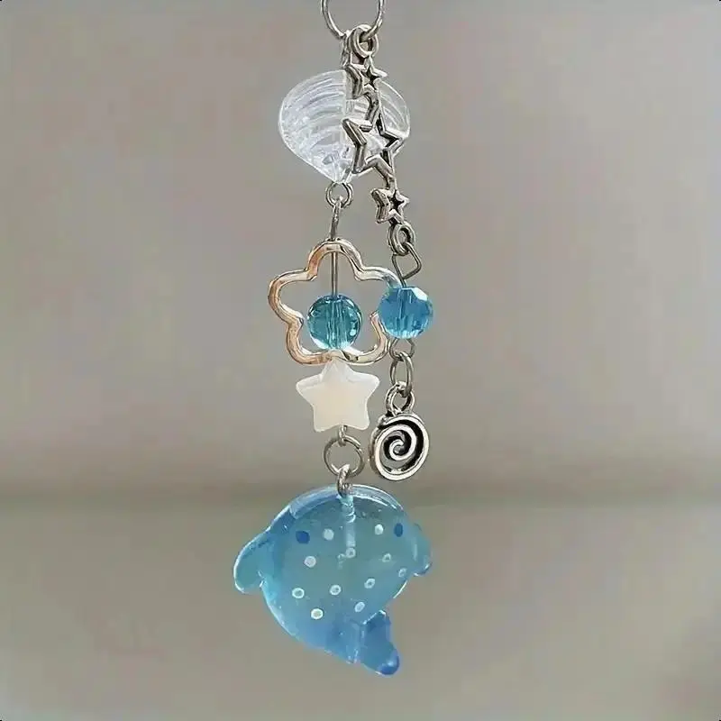 Cute Shark Phone Charm Strap, Handmade Resin Acrylic Beaded Lanyard, Kawaii Aesthetic Phone Accessory for iPhone & Samsung, Y2K Bag Charm, Cute Gift for Women, Girls, Teens, Everyday Decoration
