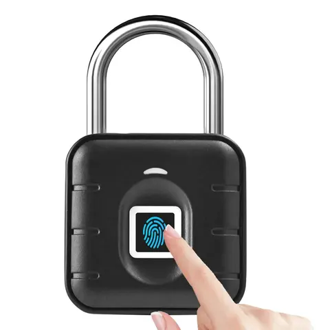 Black Durable Compact Stainless Steel Fingerprint Padlock - Waterproof, Keyless BLE Security Lock for Gym Locker, Indoor Storage Cabinets with Easy Sharing Function (Tools & Hardware, Door Hardware)
