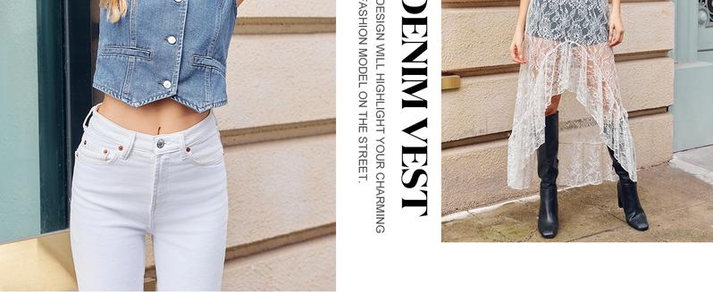 Imily Bela Womens Denim Vest Sleeveless V Neck Button Down Jean Waistcoat Jacket Y2K Summer Crop Tops