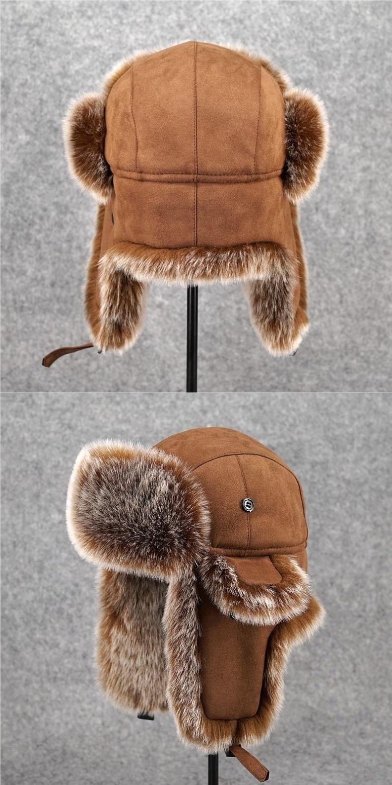 Men's Winter Ushanka Earflap Trooper Hat Aviator Windproof Hat Faux Fur Warm Hat Ski Beanies Cap Berets Skull caps